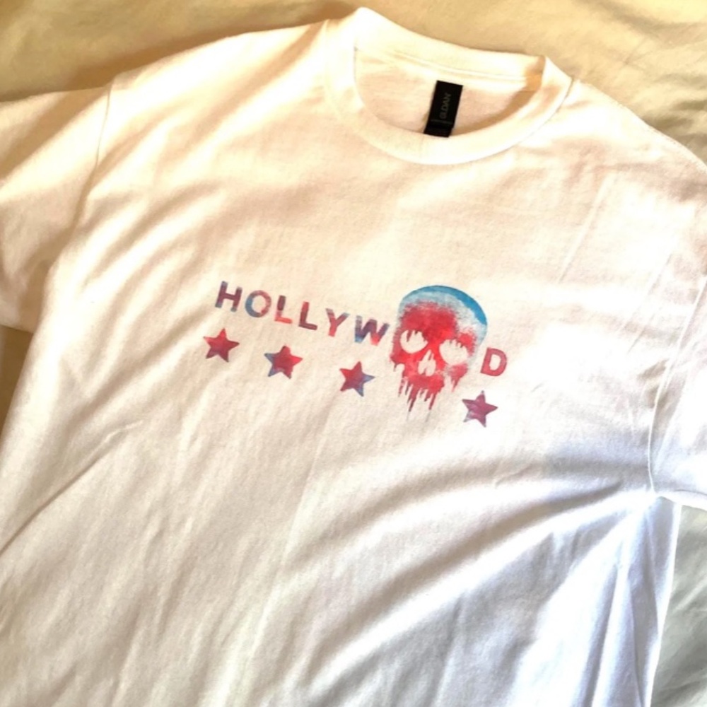 Hollywood Skull and Stars T Shirt